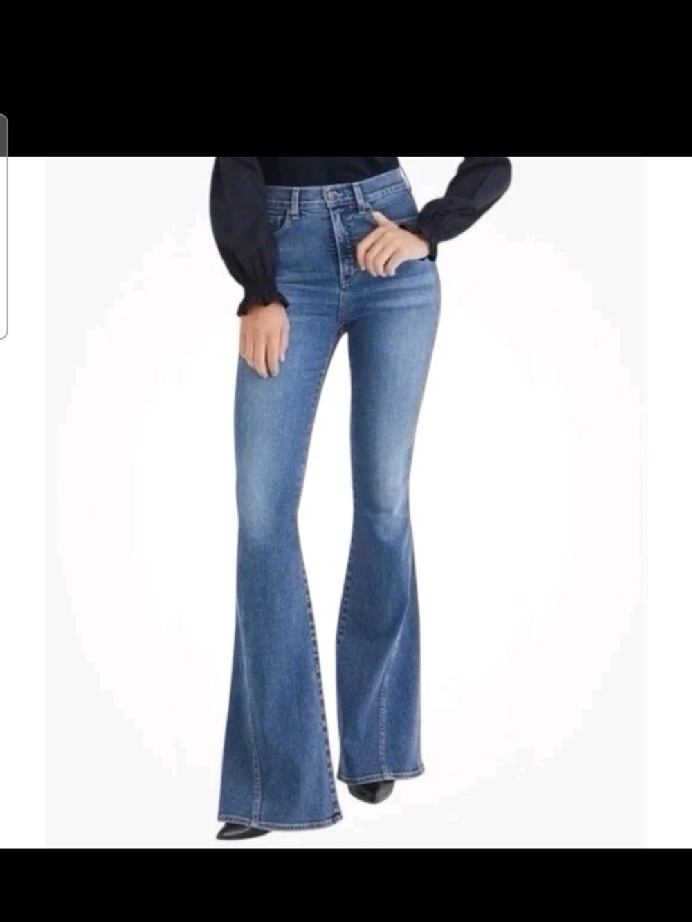 Veronica Beard Sheridan Exaggerated Flare High Rise Jeans Keystone Blue 30